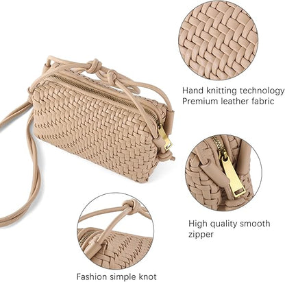 Women's Handcrafted Vegan Leather Crossbody Bag with Zipper Closure