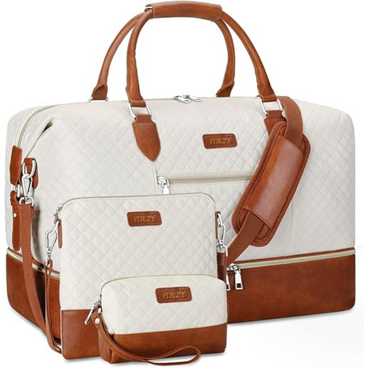 Women's Travel Duffel Bag with Shoe Compartment – Large Nylon Carry-On Tote for Weekend Getaways